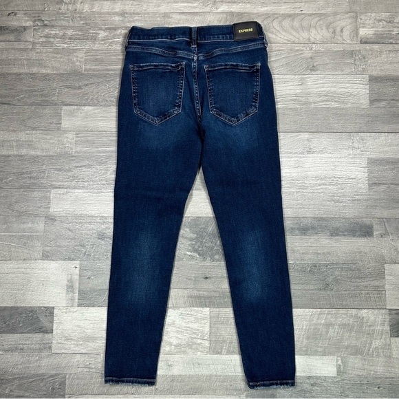 Express Women's Dark Wash Skinny Mid-Rise Denim Jeans - Picture 7 of 7